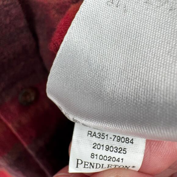 Pendleton Mason Plaid Flannel Button Down Shirt Mens XL Red Brown - Picture 10 of 12